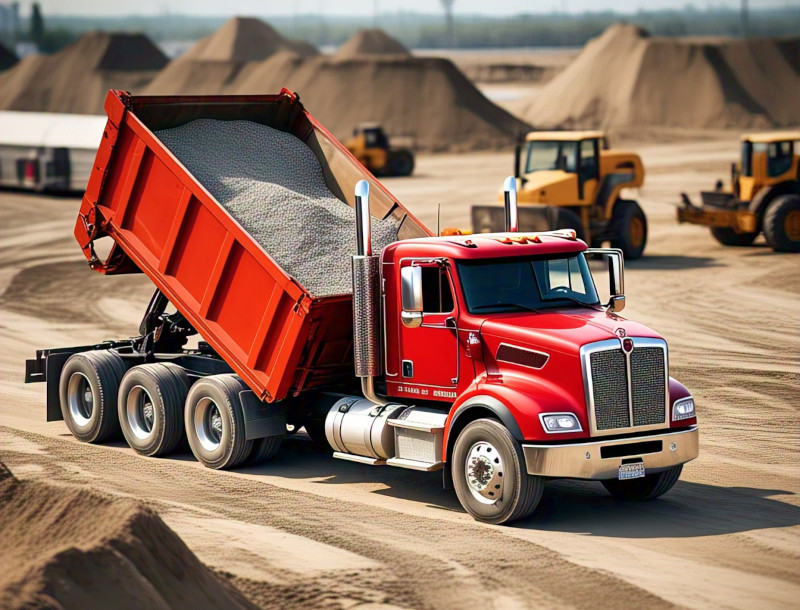 Camión Bi Vuelco descargando material seco a granel de manera lateral