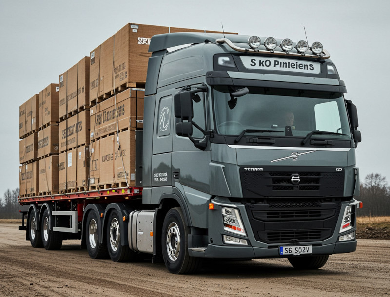 Semirremolque cargado con materiales a granel para industria o construcción